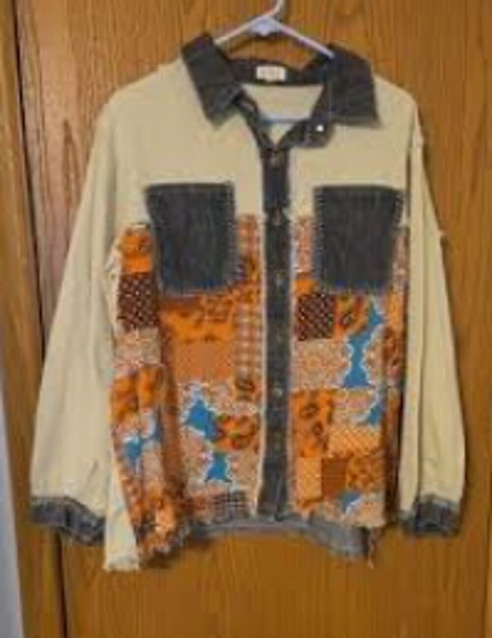 POL Mixed Print Patchwork Woven Jacket Size M Long Sleeve - Fall Eclectic